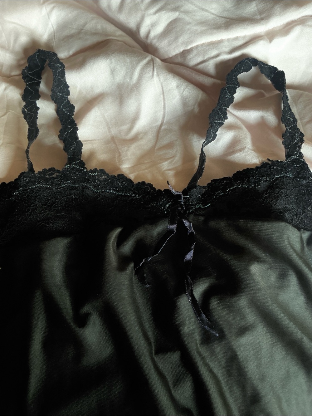 Black Lace Trim Women's Slip Dress - Elegant Nightwear